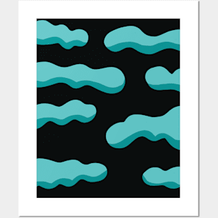 Simple illustration of blue clouds Posters and Art